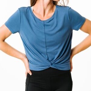 ZYIA Blue Twist Front Tee
